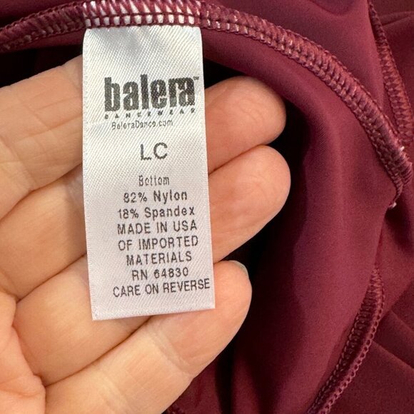 Balera Dancewear Hi-Waist Leggings Girls LC (14) Burgundy Shiny Yoga Skate NEW - Picture 5 of 8